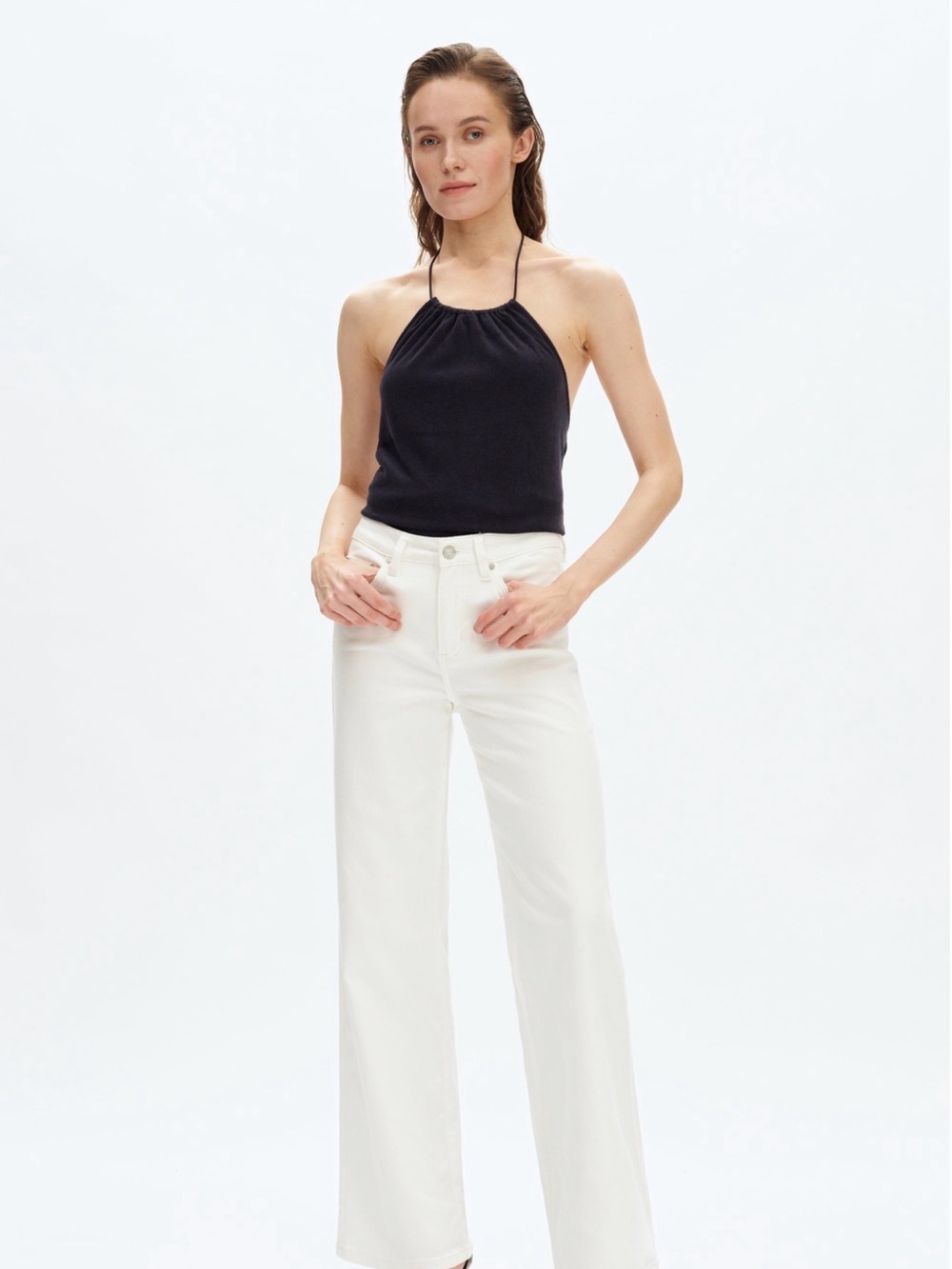 Women's White Wide-Leg High-Rise Jeans